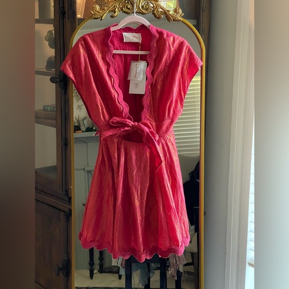 NWT Sundress NORA SHORT Red and Gold Scalloped Resort Dress - Picture 1 of 10